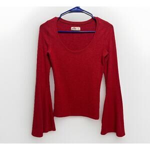 Vintage Hollister Top Womens S Red Bell SleeveRomantic Scoop Neck SOFT Twilight